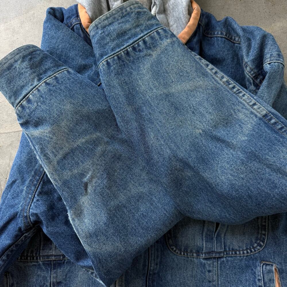 Vintage 90’s Canyon River Blues Hooded Sweatshirt Lined Denim Jacket Size Medium - Picture 5 of 14